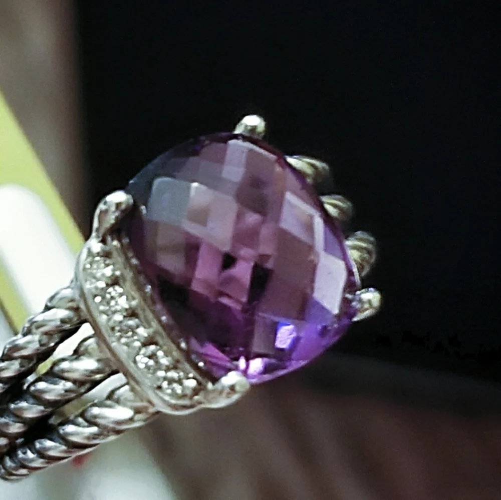 David Yurman Purple Amethyst Wheaton Petite Ring Size 7 - Picture 10 of 16